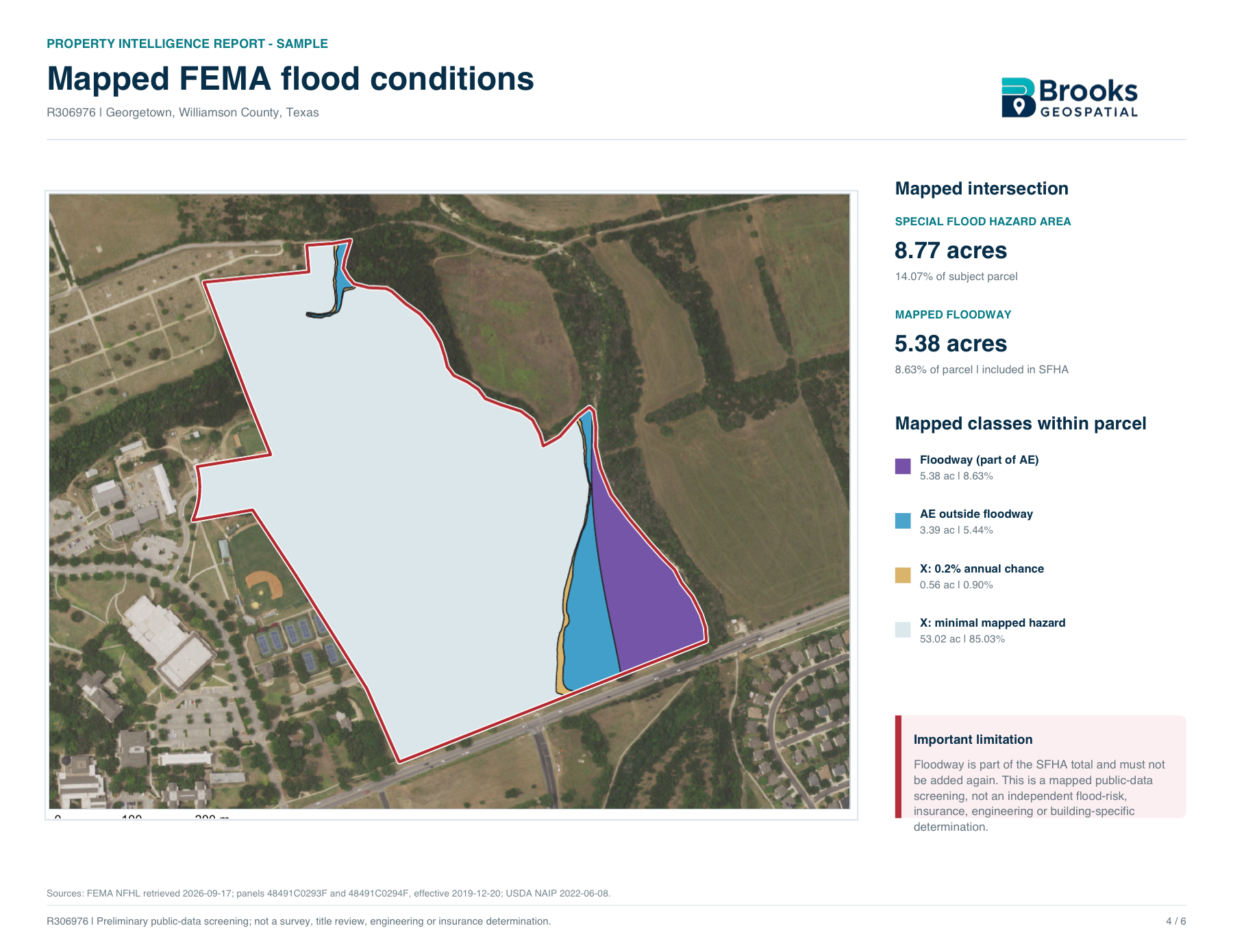 FEMA analysis map from the current Property Intelligence sample report